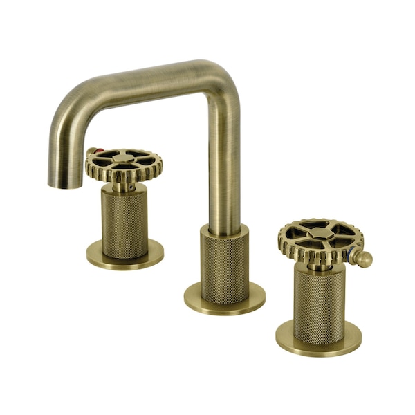 Widespread Bathroom Faucet with Push PopUp, Antique Brass